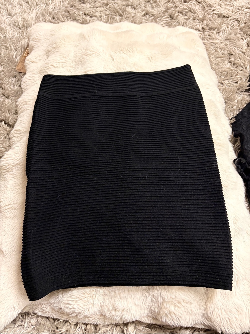 Black Ribbed Knit Skirt